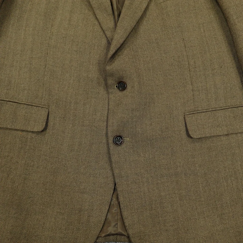 Stafford Sport‎ Coat Mens 50 Regular Brown Merino Wool Classic Fit Herringbone